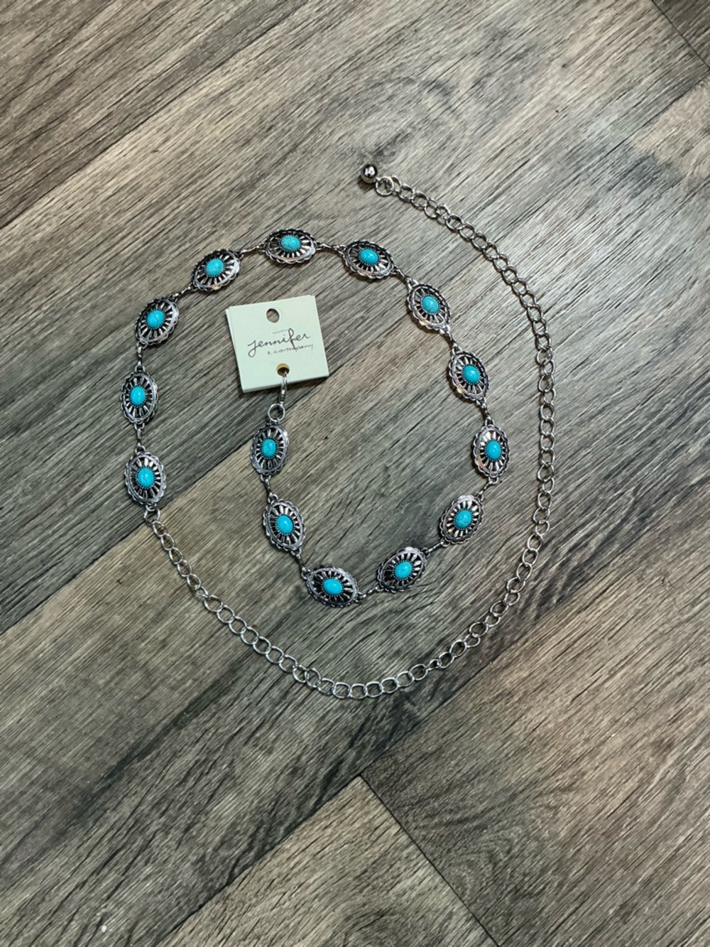 Boho Turquoise Belt – Silver Concho Style
